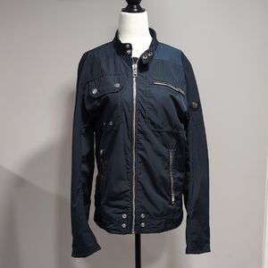 Teflon/Diesel Men's Navy Blue Nylon J-Ride  Motorcycle Jacket, Size M.